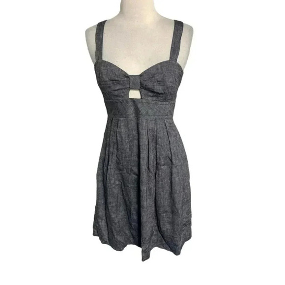 Trina Turk size 2 grey linen‎ viscose blend sleeveless midi dress - Picture 1 of 5